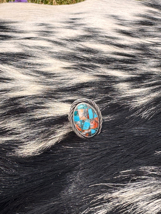 Kingman & Spiny Oyster Checkered Ring